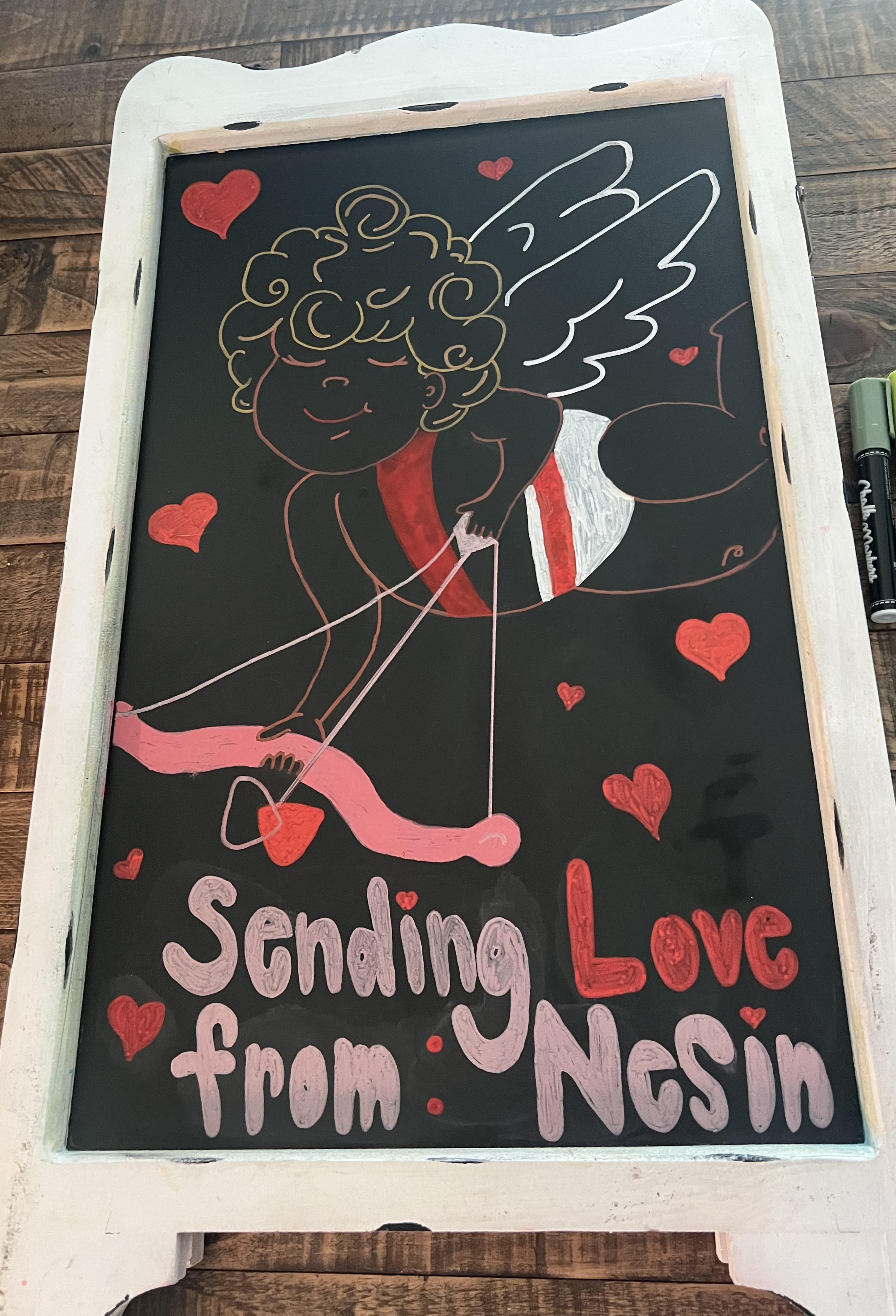 hand drawing for Valentine's storefront